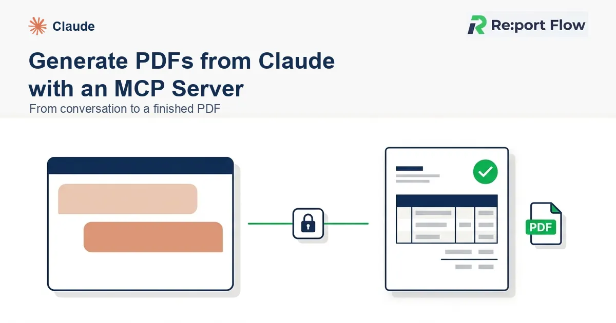 「Generate PDFs from Claude with an MCP Server | Re:port Flow」のカバー画像
