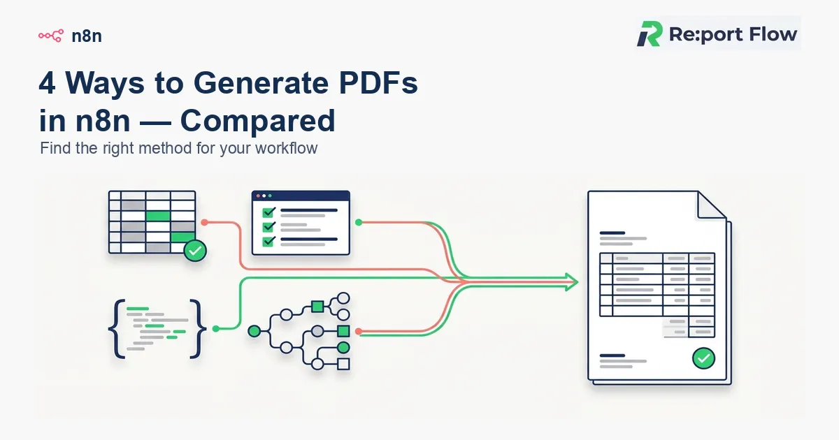 「4 Ways to Generate PDFs in n8n (Compared) | Re:port Flow」のサムネイル画像