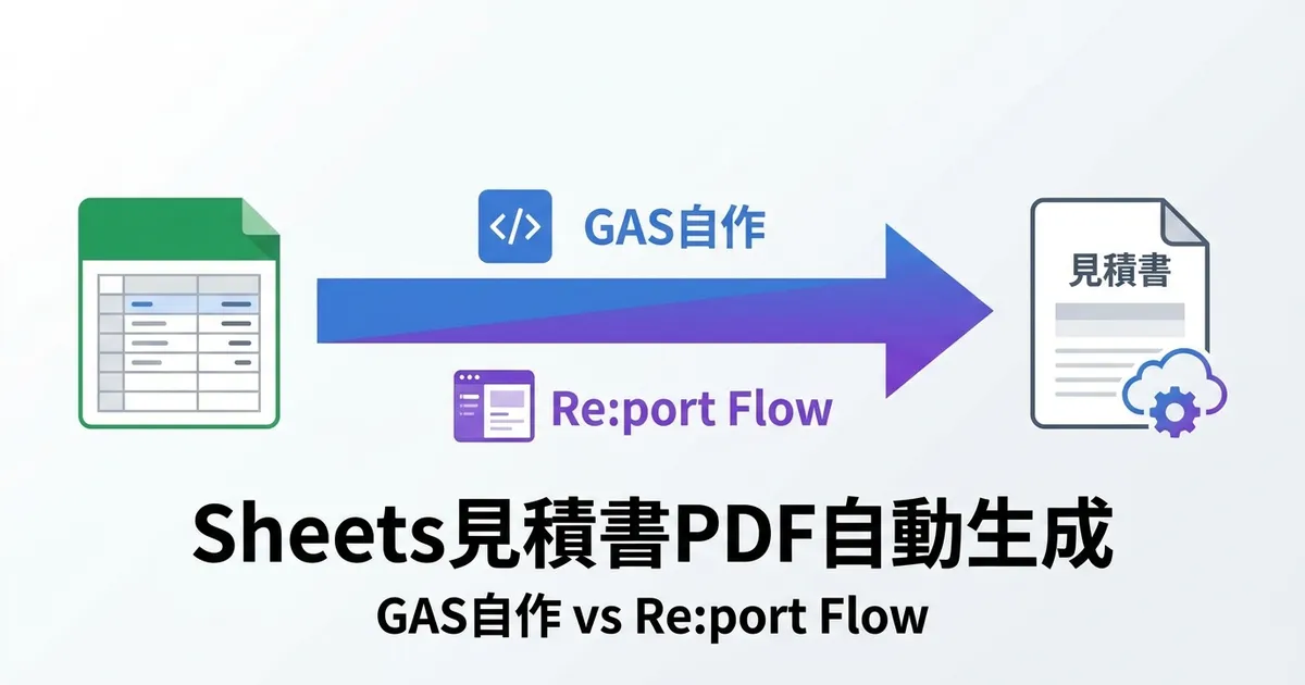 「Google Sheetsから見積書PDFを自動生成する方法｜GAS自作とRe:port Flow外部化の比較」のサムネイル画像